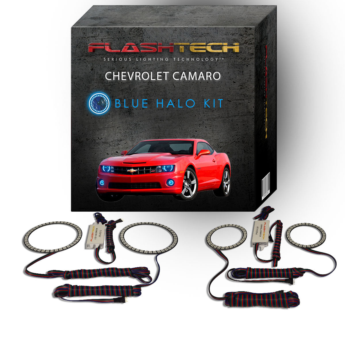 Chevrolet-Camaro-2010, 2011, 2012, 2013-LED-Halo-Headlights and Fog Lights-RGB-No Remote-CY-CANR1013-V3HF