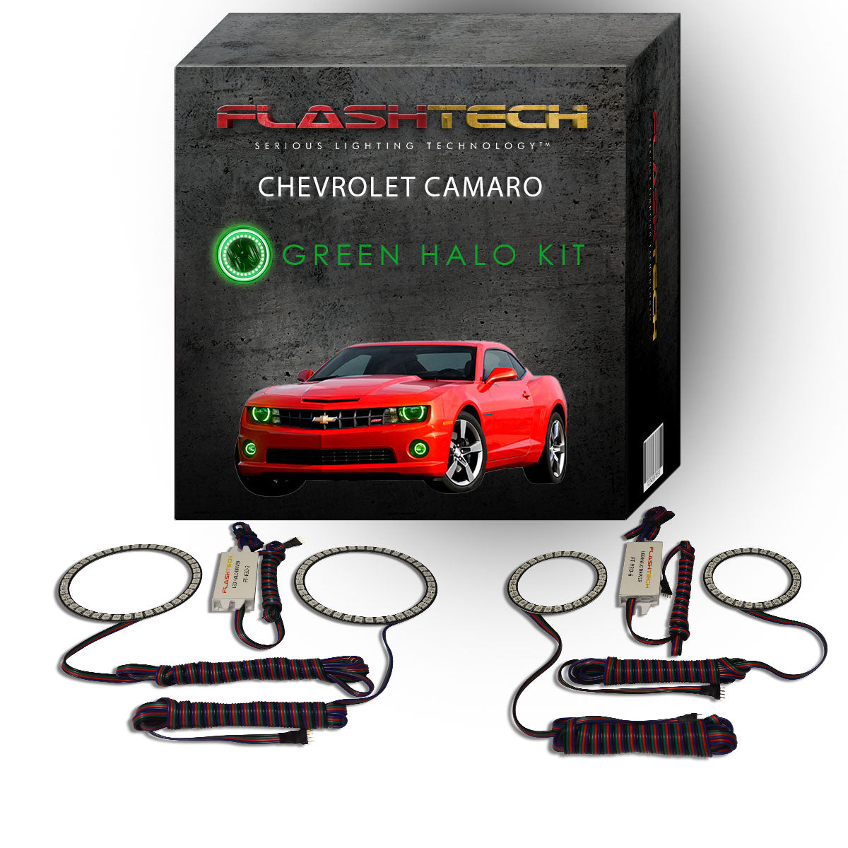 Chevrolet-Camaro-2010, 2011, 2012, 2013-LED-Halo-Headlights and Fog Lights-RGB-Bluetooth RF Remote-CY-CANR1013-V3HFBTRF