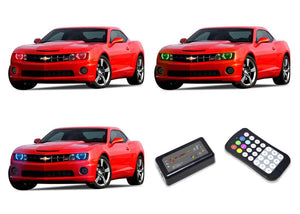 Chevrolet-Camaro-2010, 2011, 2012, 2013-LED-Halo-Headlights-RGB-Colorfuse RF Remote-CY-CANR1013-V3HCFRF