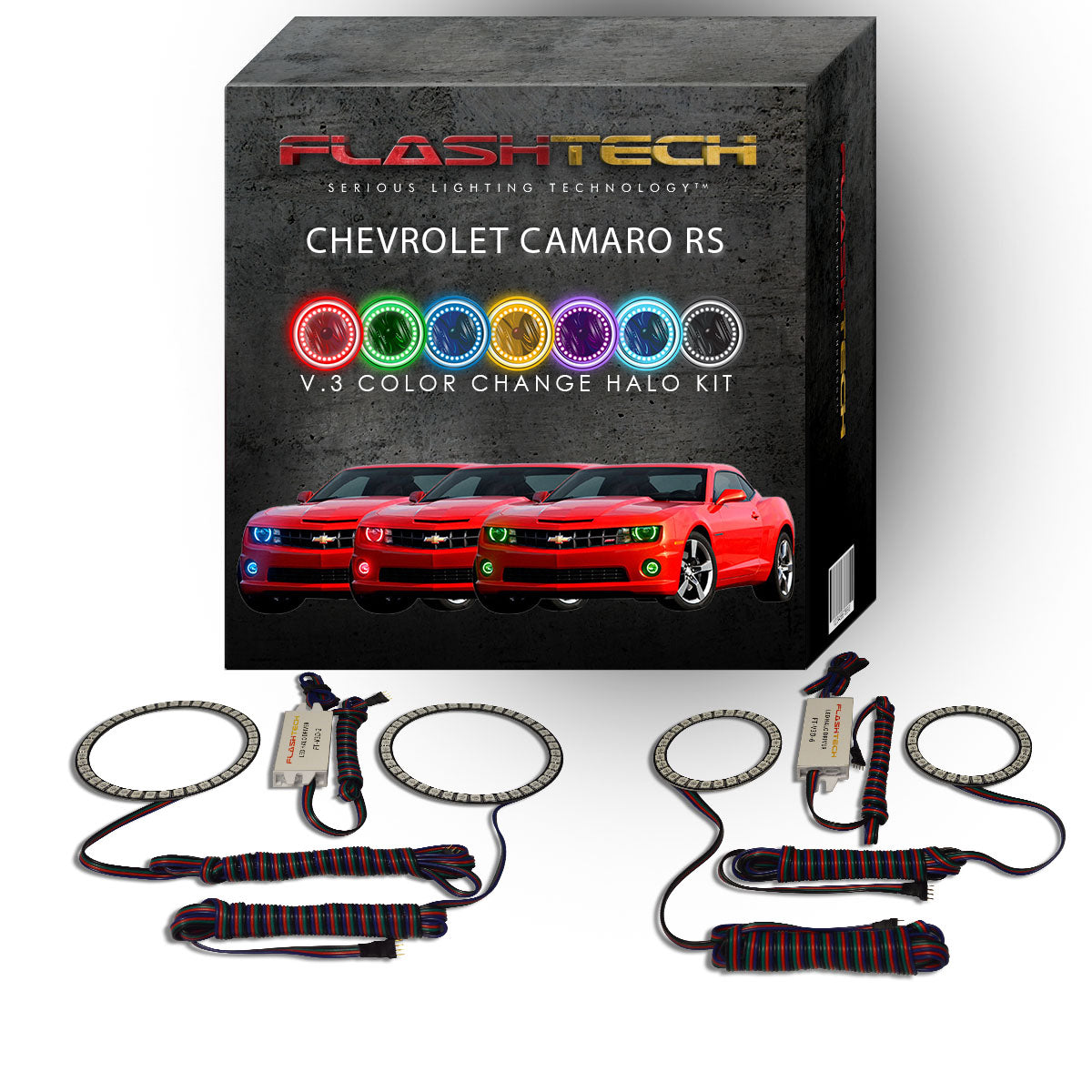 Chevrolet-Camaro-2010, 2011, 2012, 2013-LED-Halo-Headlights and Fog Lights-RGB-No Remote-CY-CARS1013-V3HF