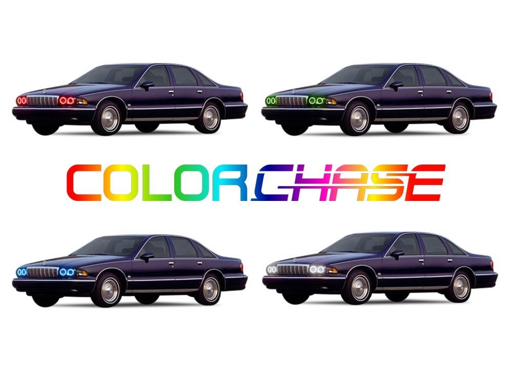 Chevrolet-Caprice-1991, 1992, 1993, 1994, 1995, 1996-LED-Halo-Headlights-ColorChase-No Remote-CY-CP9196-CCH