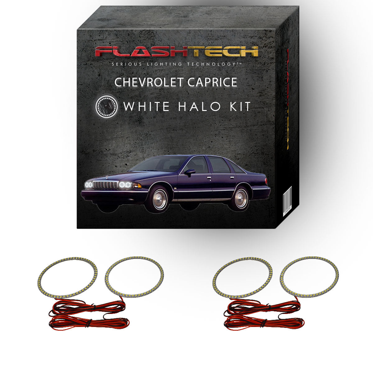 Chevrolet-Caprice-1991, 1992, 1993, 1994, 1995, 1996-LED-Halo-Headlights-White-RF Remote White-CY-CP9196-WHRF