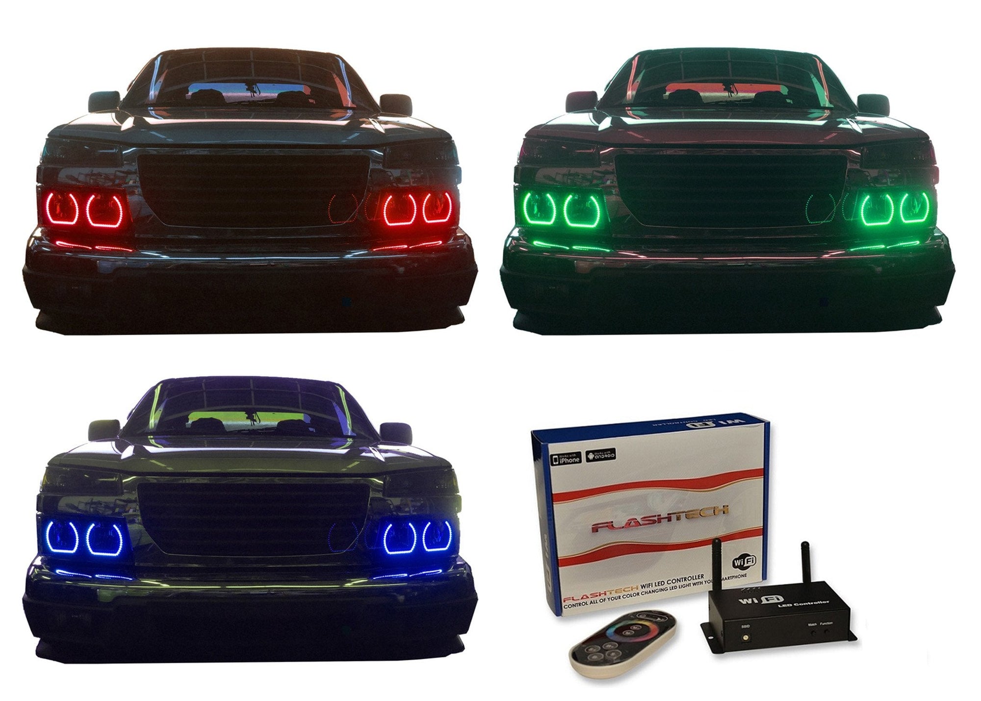 Chevrolet-Colorado-2004, 2005, 2006, 2007, 2008, 2009, 2010, 2011, 2012-LED-Halo-Headlights-RGB-WiFi Remote-CY-CR0412-V3HWI