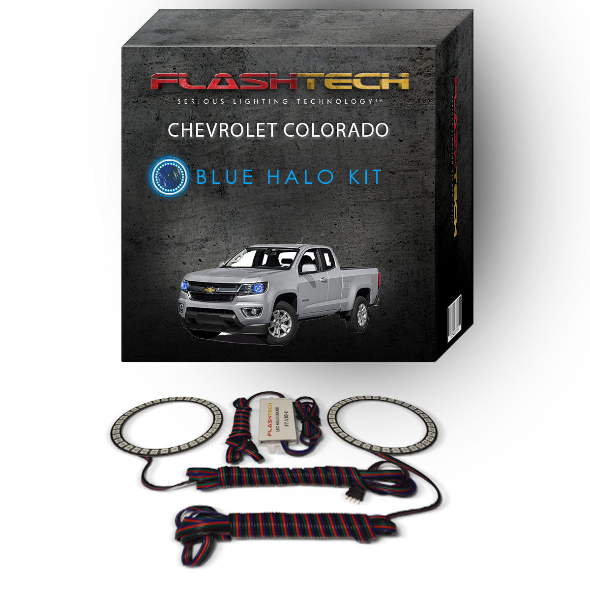 Chevrolet-Colorado-2015, 2016-LED-Halo-Headlights-RGB-Bluetooth RF Remote-CY-CRP1516-V3HBTRF