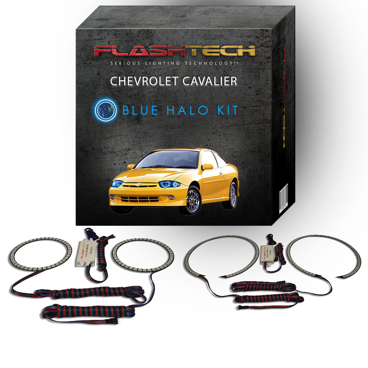 Chevrolet-Cavalier-2003, 2004, 2005-LED-Halo-Headlights-RGB-No Remote-CY-CV0305-V3H