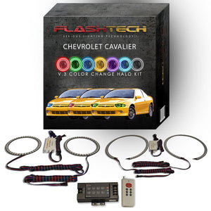 Chevrolet-Cavalier-2003, 2004, 2005-LED-Halo-Headlights-RGB-IR Remote-CY-CV0305-V3HIR