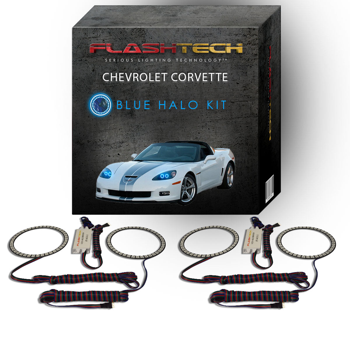 Chevrolet-Corvette-2005, 2006, 2007, 2008, 2009, 2010, 2011, 2012, 2013-LED-Halo-Headlights-RGB-Bluetooth RF Remote-CY-CV0513-V3HBTRF