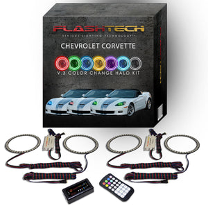 Chevrolet-Corvette-2005, 2006, 2007, 2008, 2009, 2010, 2011, 2012, 2013-LED-Halo-Headlights-RGB-RF Remote-CY-CV0513-V3HRF