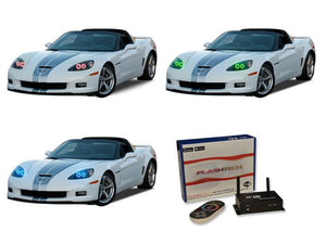 Chevrolet-Corvette-2005, 2006, 2007, 2008, 2009, 2010, 2011, 2012, 2013-LED-Halo-Headlights-RGB-WiFi Remote-CY-CV0513-V3HWI