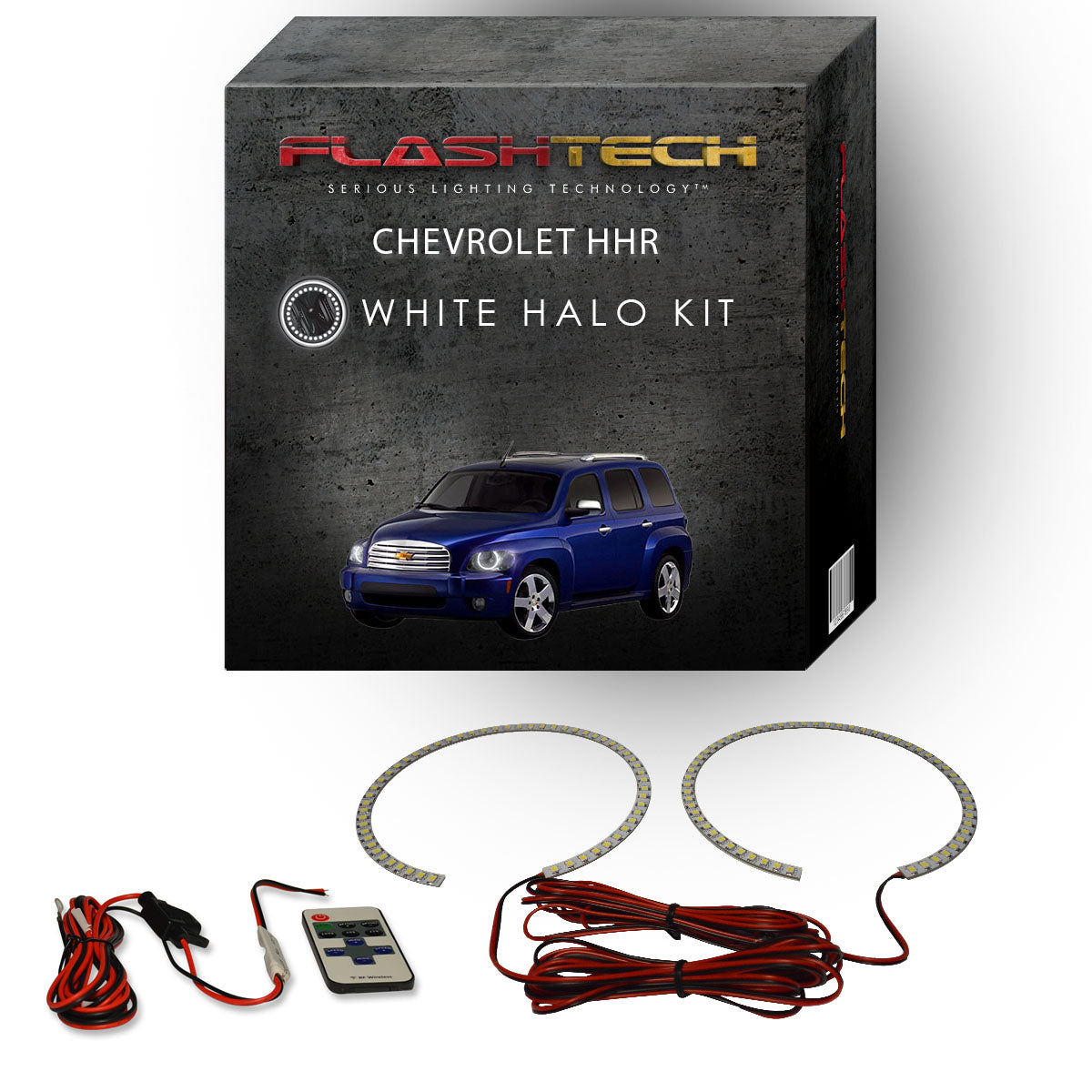 Chevrolet-HHR-2006, 2007, 2008, 2009, 2010, 2011-LED-Halo-Headlights-White-RF Remote White-CY-HR0611-WHRF
