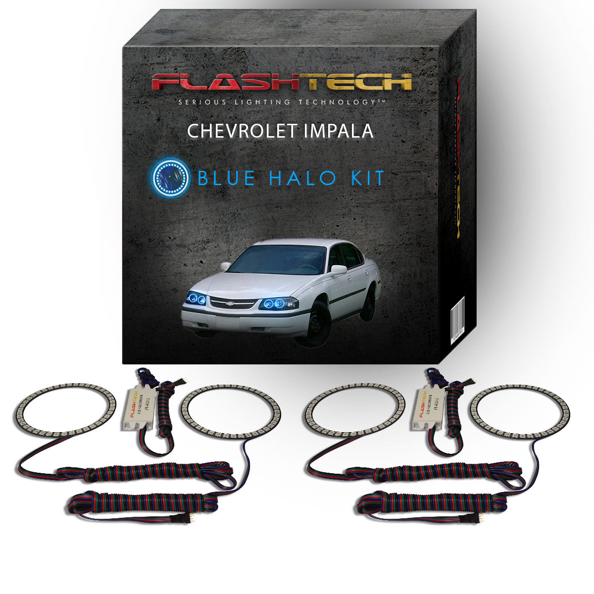 Chevrolet-Impala-2000, 2001, 2002, 2003, 2004, 2005-LED-Halo-Headlights-RGB-Bluetooth RF Remote-CY-IM0005-V3HBTRF