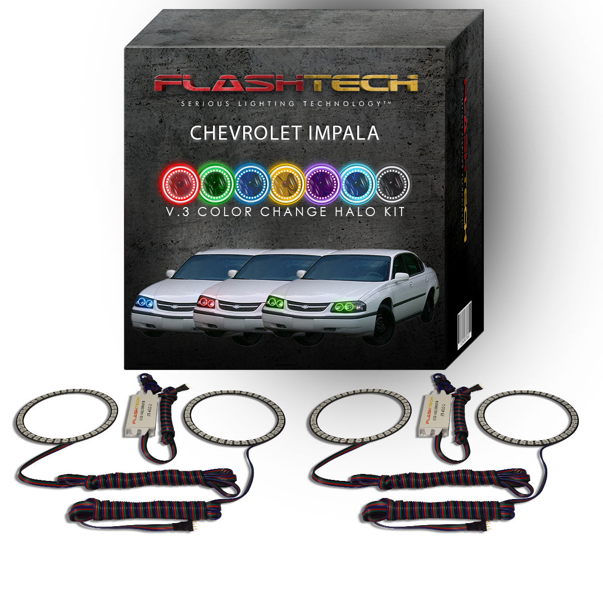 Chevrolet-Impala-2000, 2001, 2002, 2003, 2004, 2005-LED-Halo-Headlights-RGB-No Remote-CY-IM0005-V3H