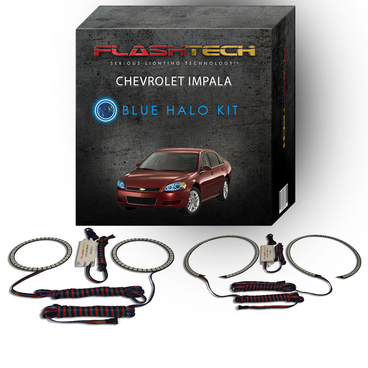 Chevrolet-Impala-2006, 2007, 2008, 2009, 2010, 2011, 2012-LED-Halo-Headlights-RGB-Bluetooth RF Remote-CY-IM0613-V3HBTRF