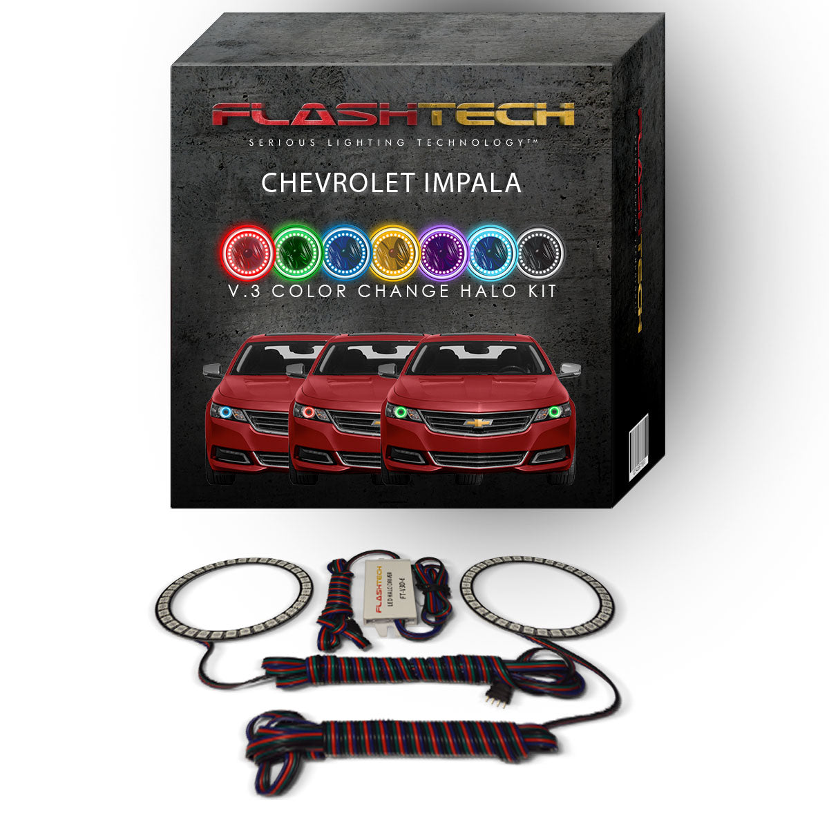 Chevrolet-Impala-2014, 2015, 2016-LED-Halo-Headlights-RGB-No Remote-CY-IM14-V3H