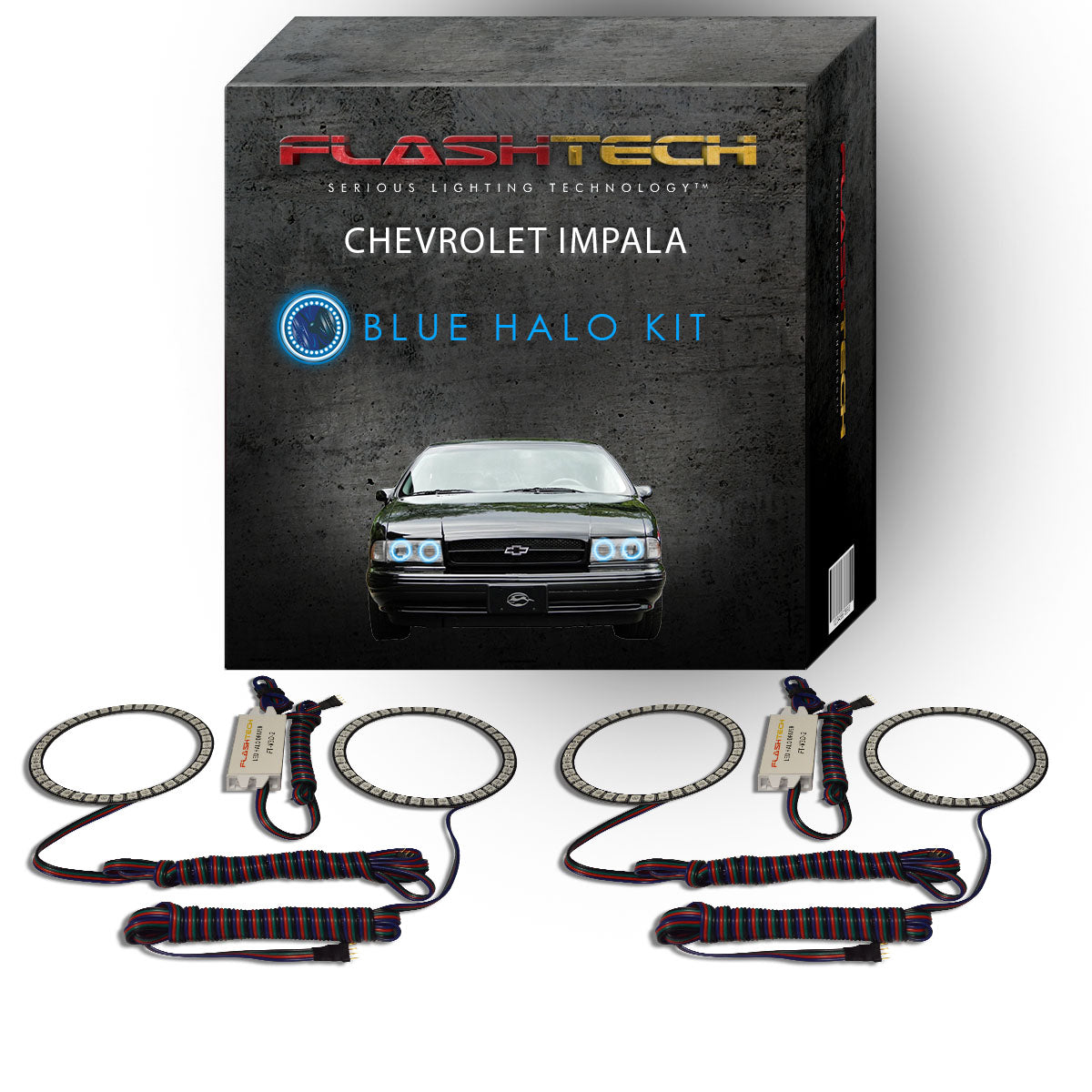 Chevrolet-Impala-1991, 1992, 1993, 1994, 1995, 1996-LED-Halo-Headlights-RGB-No Remote-CY-IM9196-V3H