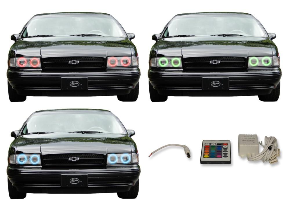 Chevrolet-Impala-1991, 1992, 1993, 1994, 1995, 1996-LED-Halo-Headlights-RGB-IR Remote-CY-IM9196-V3HIR
