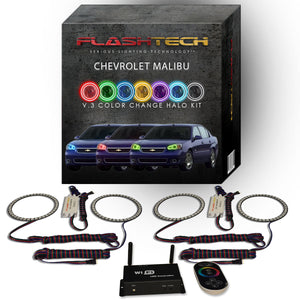Chevrolet-Malibu-2004, 2005, 2006, 2007-LED-Halo-Headlights-RGB-IR Remote-CY-MB0407-V3HIR