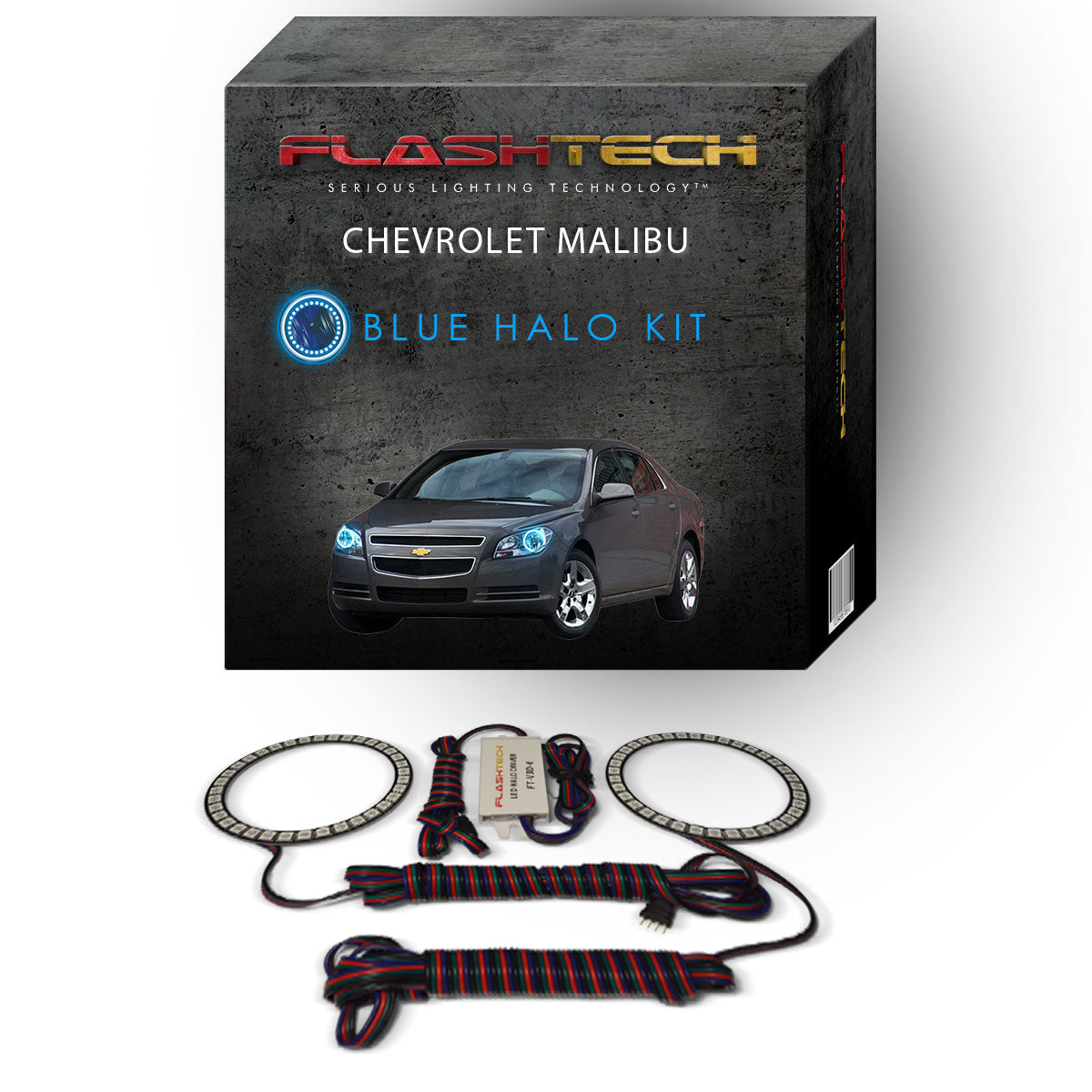 Chevrolet-Malibu-2008, 2009, 2010, 2011, 2012-LED-Halo-Headlights-RGB-No Remote-CY-MB0812-V3H