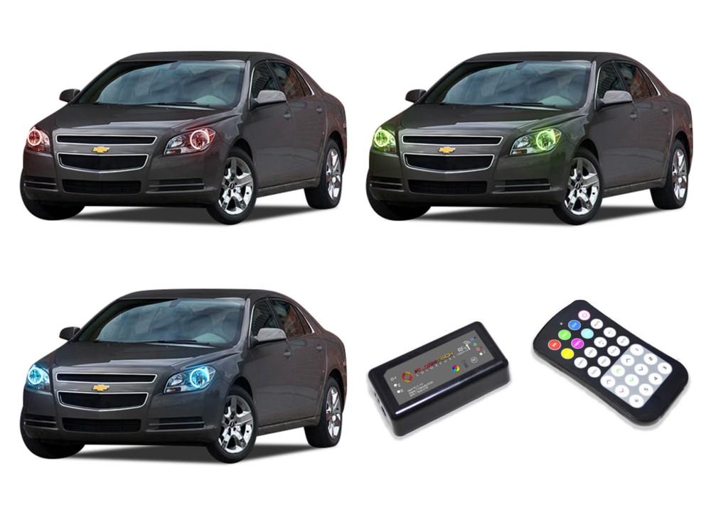 Chevrolet-Malibu-2008, 2009, 2010, 2011, 2012-LED-Halo-Headlights-RGB-Colorfuse RF Remote-CY-MB0812-V3HCFRF
