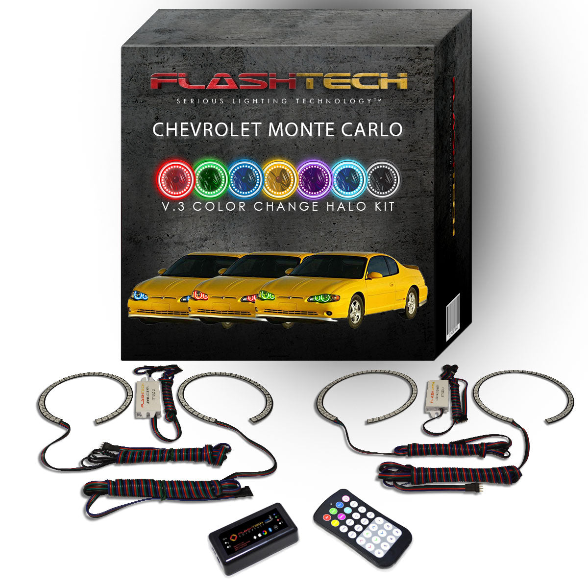 Chevrolet-Monte Carlo-2000, 2001, 2002, 2003, 2004, 2005-LED-Halo-Headlights-RGB-RF Remote-CY-MC0005-V3HRF