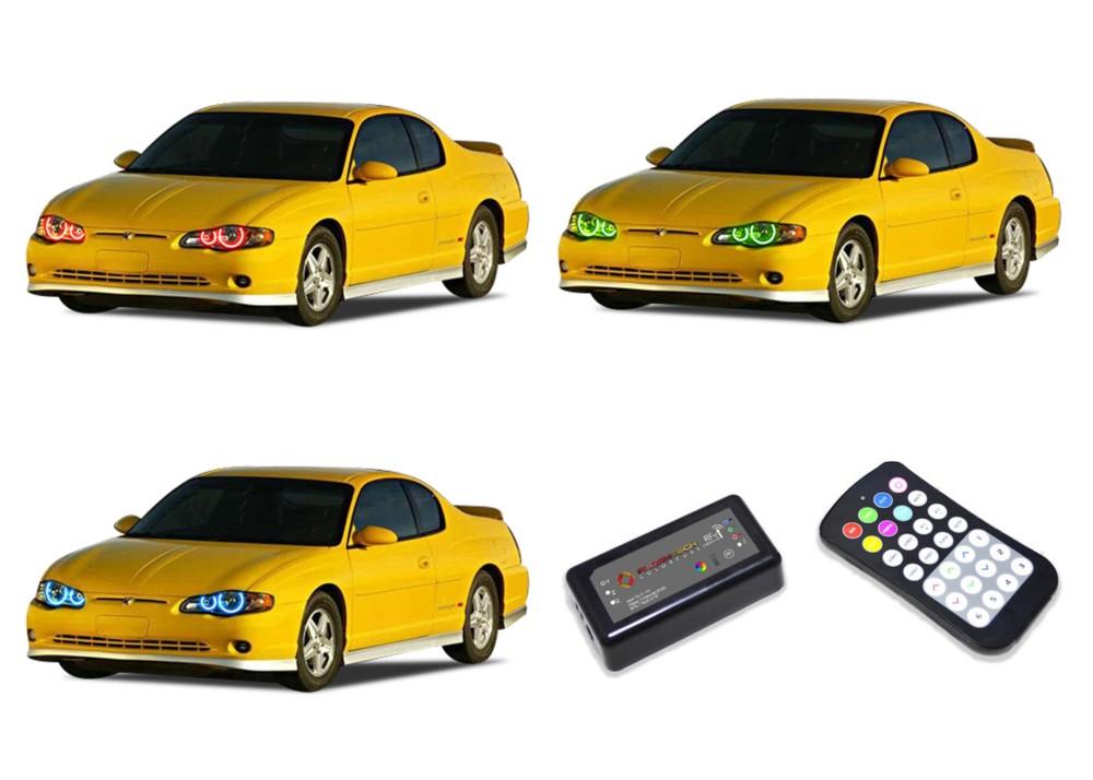 Chevrolet-Monte Carlo-2000, 2001, 2002, 2003, 2004, 2005-LED-Halo-Headlights-RGB-Colorfuse RF Remote-CY-MC0005-V3HCFRF