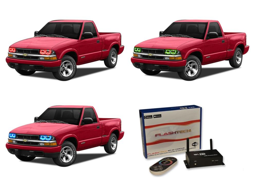 Chevrolet-S10-1998, 1999, 2000, 2001, 2002, 2003, 2004-LED-Halo-Headlights-RGB-WiFi Remote-CY-S109804-V3HWI