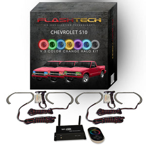 Chevrolet-S10-1998, 1999, 2000, 2001, 2002, 2003, 2004-LED-Halo-Headlights-RGB-IR Remote-CY-S109804-V3HIR