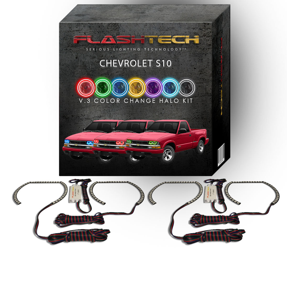Chevrolet-S10-1998, 1999, 2000, 2001, 2002, 2003, 2004-LED-Halo-Headlights-RGB-No Remote-CY-S109804-V3H