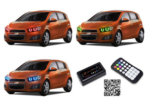 Chevrolet-Sonic-2012, 2013, 2014, 2015, 2016-LED-Halo-Headlights-RGB-Bluetooth RF Remote-CY-SO1216-V3HBTRF