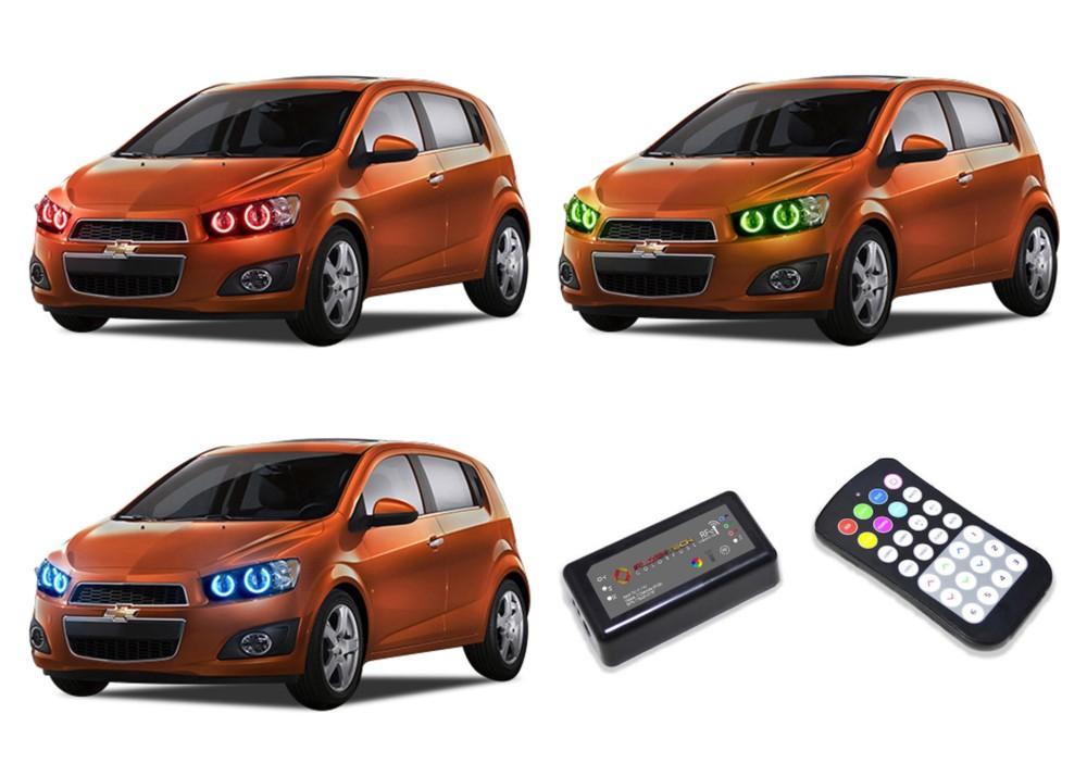 Chevrolet-Sonic-2012, 2013, 2014, 2015, 2016-LED-Halo-Headlights-RGB-Colorfuse RF Remote-CY-SO1216-V3HCFRF