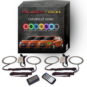 Chevrolet-Sonic-2012, 2013, 2014, 2015, 2016-LED-Halo-Headlights-RGB-RF Remote-CY-SO1216-V3HRF
