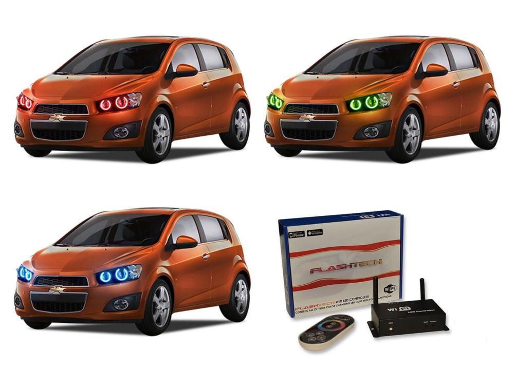 Chevrolet-Sonic-2012, 2013, 2014, 2015, 2016-LED-Halo-Headlights-RGB-WiFi Remote-CY-SO1216-V3HWI
