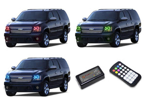 Chevrolet-Suburban-2007, 2008, 2009, 2010, 2011, 2012, 2013-LED-Halo-Headlights-RGB-Colorfuse RF Remote-CY-SU0713-V3HCFRF