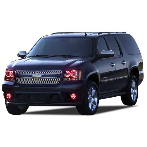 Chevrolet-Suburban-2007, 2008, 2009, 2010, 2011, 2012, 2013-LED-Halo-Headlights and Fog Lights-RGB-Bluetooth RF Remote-CY-SU0713-V3HFBTRF
