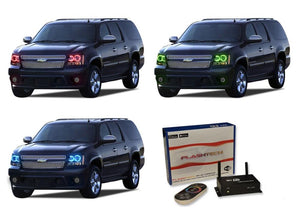 Chevrolet-Suburban-2007, 2008, 2009, 2010, 2011, 2012, 2013-LED-Halo-Headlights-RGB-WiFi Remote-CY-SU0713-V3HWI