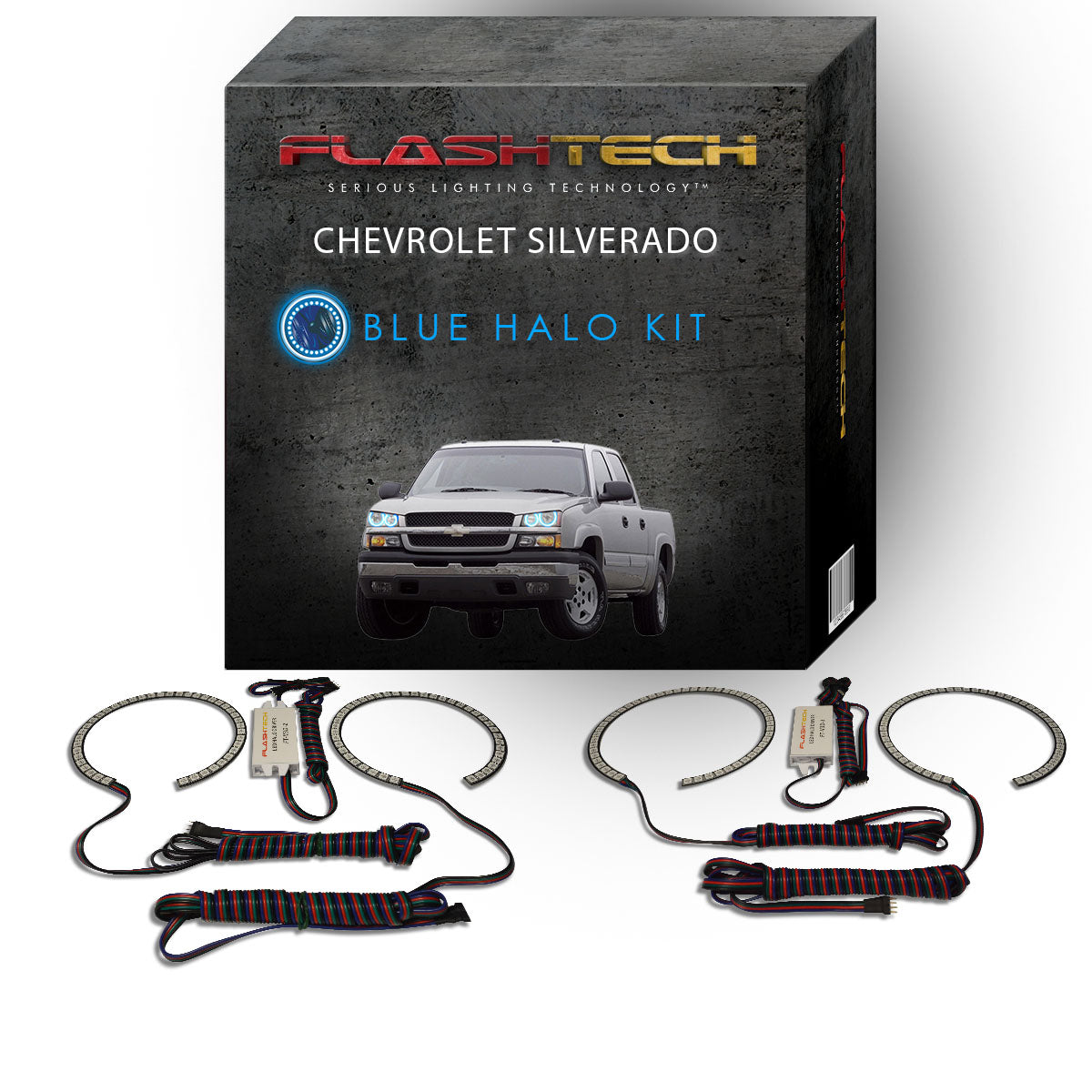 Chevrolet-Silverado-2003, 2004, 2005, 2006-LED-Halo-Headlights-RGB-No Remote-CY-SV0306-V3H