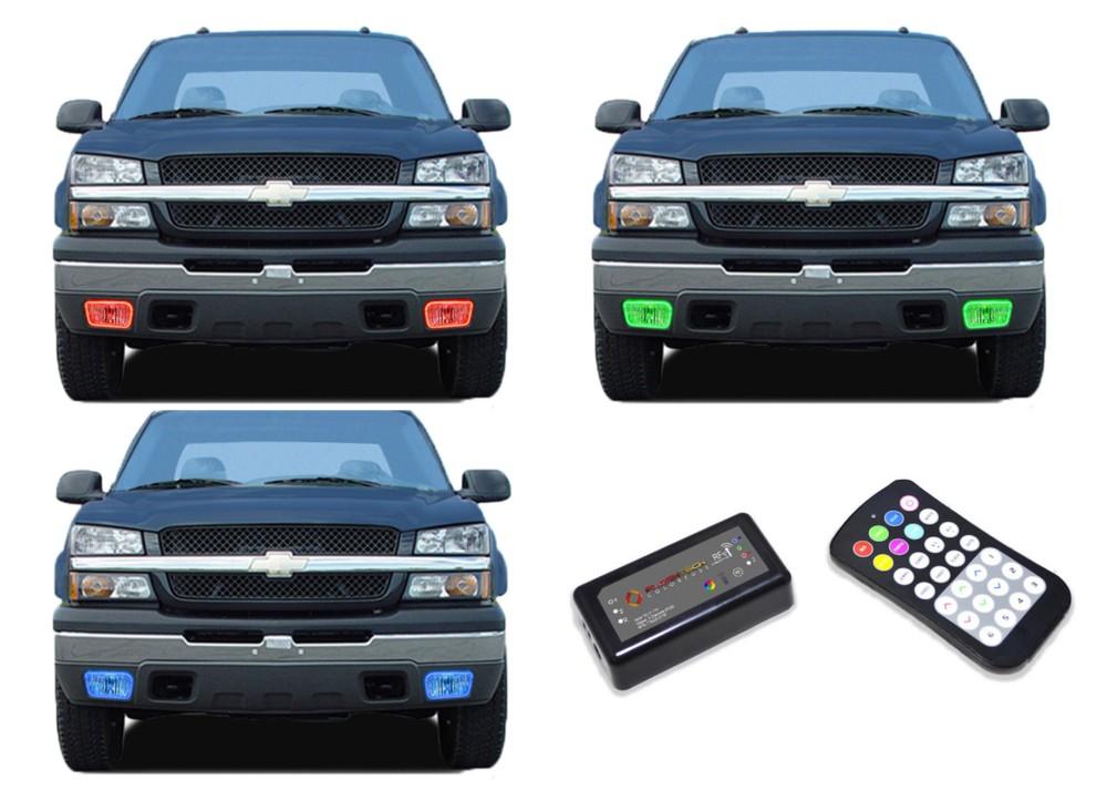 Chevrolet-Silverado-2003, 2004, 2005, 2006-LED-Halo-Fog Lights-RGB-Colorfuse RF Remote-CY-SV0306-V3FCFRF