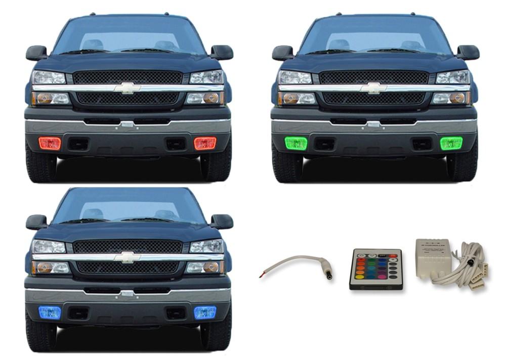 Chevrolet-Silverado-2003, 2004, 2005, 2006-LED-Halo-Fog Lights-RGB-IR Remote-CY-SV0306-V3FIR