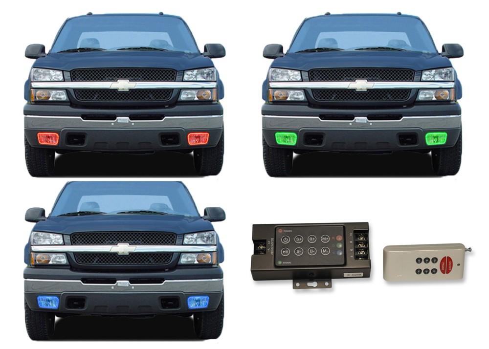 Chevrolet-Silverado-2003, 2004, 2005, 2006-LED-Halo-Fog Lights-RGB-RF Remote-CY-SV0306-V3FRF