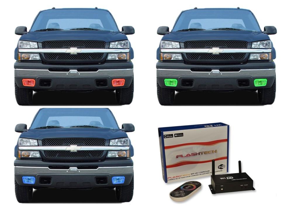 Chevrolet-Silverado-2003, 2004, 2005, 2006-LED-Halo-Fog Lights-RGB-WiFi Remote-CY-SV0306-V3FWI