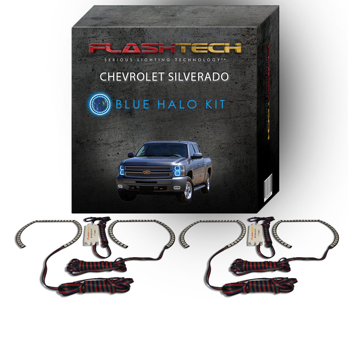 Chevrolet-Silverado-2007, 2008, 2009, 2010, 2011, 2012, 2013-LED-Halo-Headlights-RGB-Bluetooth RF Remote-CY-SV0713-V3HBTRF