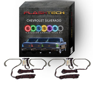Chevrolet-Silverado-2007, 2008, 2009, 2010, 2011, 2012, 2013-LED-Halo-Headlights-RGB-No Remote-CY-SV0713-V3H
