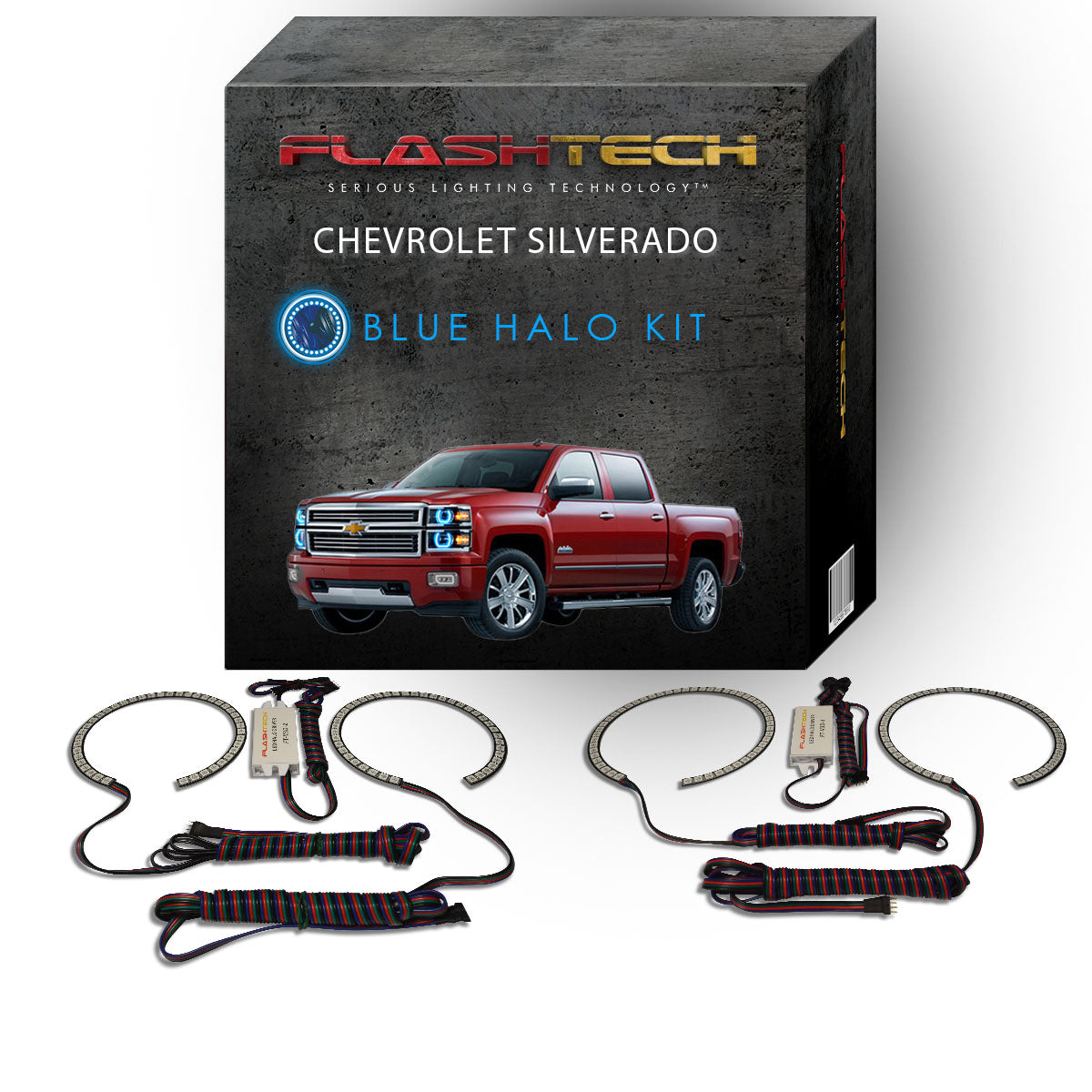 Chevrolet-Silverado-2014, 2015-LED-Halo-Headlights-RGB-No Remote-CY-SV1415P-V3H