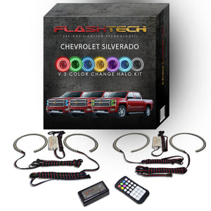 Chevrolet-Silverado-2014, 2015-LED-Halo-Headlights-RGB-Bluetooth RF Remote-CY-SV1415P-V3HBTRF