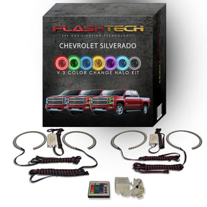 Chevrolet-Silverado-2014, 2015-LED-Halo-Headlights-RGB-Bluetooth RF Remote-CY-SV1415P-V3HBTRF