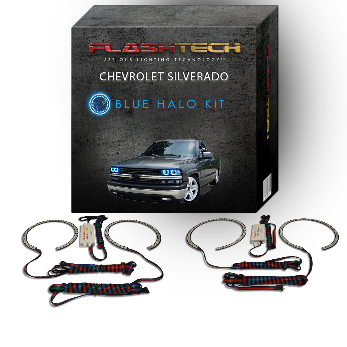 Chevrolet-Silverado-1999, 2000, 2001, 2002-LED-Halo-Headlights-RGB-No Remote-CY-SV9802-V3H