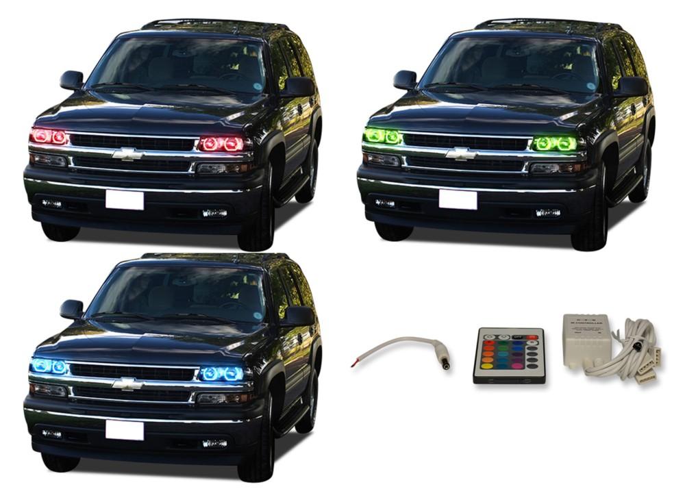 Chevrolet-Tahoe-2000, 2001, 2002, 2003, 2004, 2005, 2006-LED-Halo-Headlights-RGB-IR Remote-CY-TA0006-V3HIR