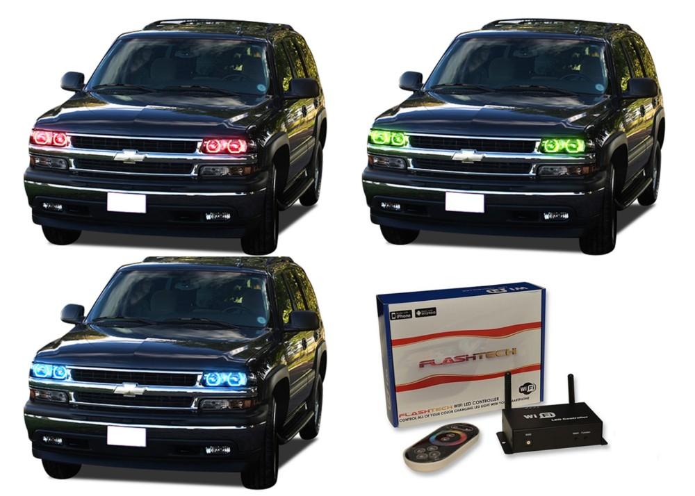 Chevrolet-Tahoe-2000, 2001, 2002, 2003, 2004, 2005, 2006-LED-Halo-Headlights-RGB-WiFi Remote-CY-TA0006-V3HWI