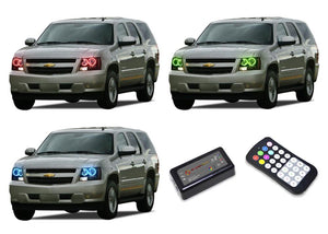 Chevrolet-Tahoe-2007, 2008, 2009, 2010, 2011, 2012, 2013-LED-Halo-Headlights-RGB-Colorfuse RF Remote-CY-TA0713-V3HCFRF