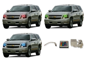 Chevrolet-Tahoe-2007, 2008, 2009, 2010, 2011, 2012, 2013-LED-Halo-Headlights-RGB-IR Remote-CY-TA0713-V3HIR